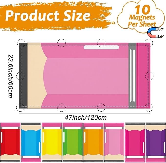 8 Pcs Fluorescent Light Covers with 80 Magnets Decorative for Classroom Ceiling Lights 4 x 2 Feet Magnetic Light Cover Filter Easy Install for Office Hospitals Drop Home Ceiling Supplies (Pencil)