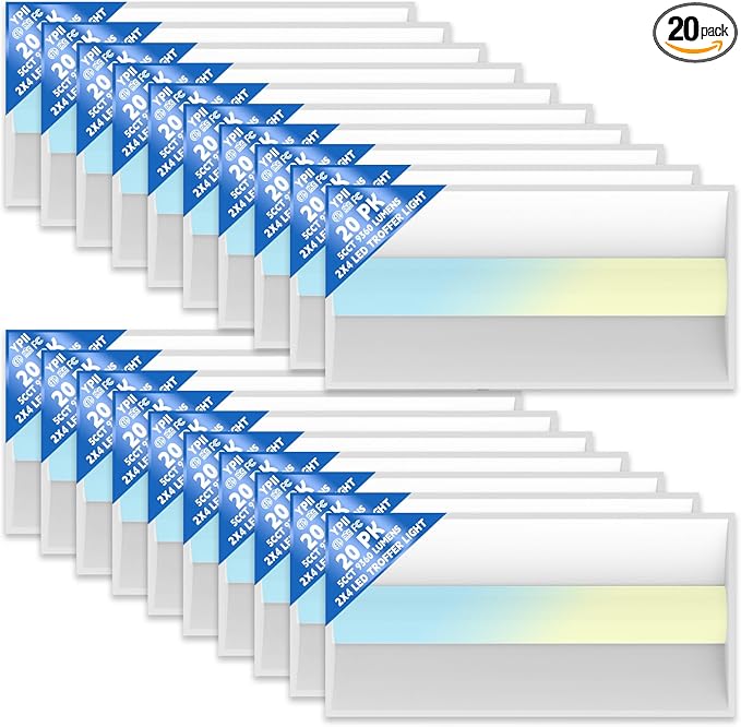 20Pack 2x4 FT LED Center Basket Troffer Light, 5CCT Color Tunable 3000/3500/4000/5000/6500K, Watt Adjustable 72W/60/50/40/30W, 0-10V Dimmable Drop Ceiling Lights, 120-277V-ETL&DLC Qualified