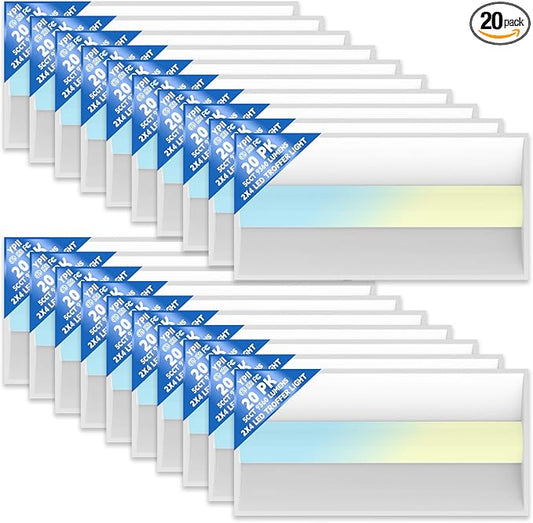20Pack 2x4 FT LED Center Basket Troffer Light, 5CCT Color Tunable 3000/3500/4000/5000/6500K, Watt Adjustable 72W/60/50/40/30W, 0-10V Dimmable Drop Ceiling Lights, 120-277V-ETL&DLC Qualified