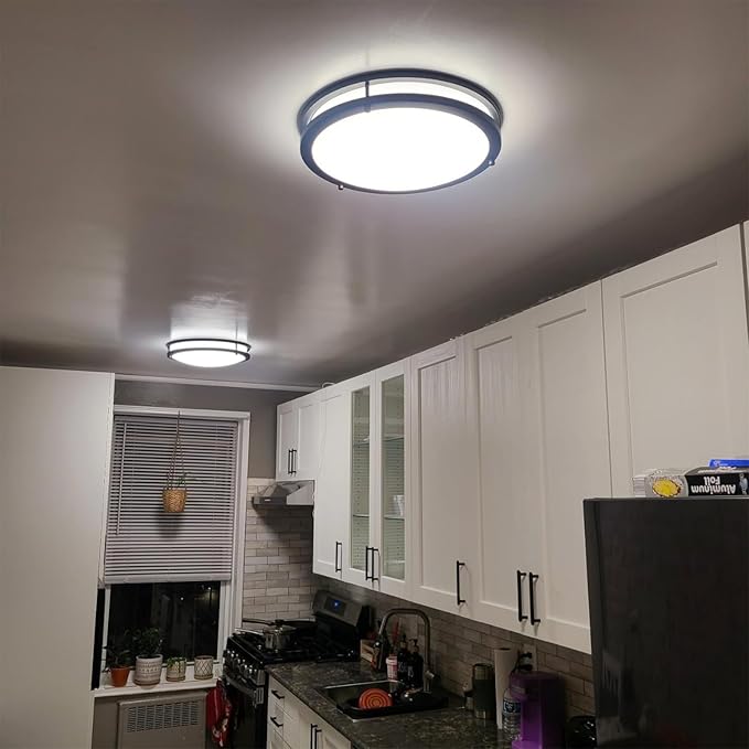 Kalium LED Ceiling Light with Remote 2 Pack 13 Inch Flush Mount Ceiling Light Fixture,24W 3000K-6000K Adjustable Color Temperature,Dimmable Lighting Fixtures for Kitchen Bedroom Hardwired Installation