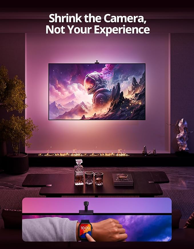 Ailofy Smart TV LED Backlight with Camera for 40-50 inch Screens, 7.87ft LED Strip Lights Sync to Screen& Music, Color Changing Lights for TV Compatible with Alexa & Google Assistant, App Control
