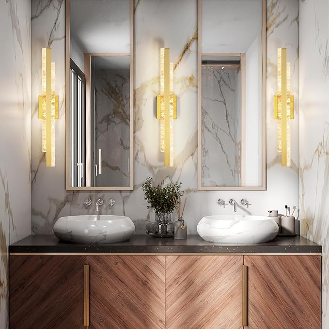 Modern Bathroom Vanity Light: Brushed Gold 27 inch 28W Dimmable LED Bath Bar Light Fixtures Over Mirror - Wall Sconce Picture Lights for Paintings Cabinets Bedroom 3000k