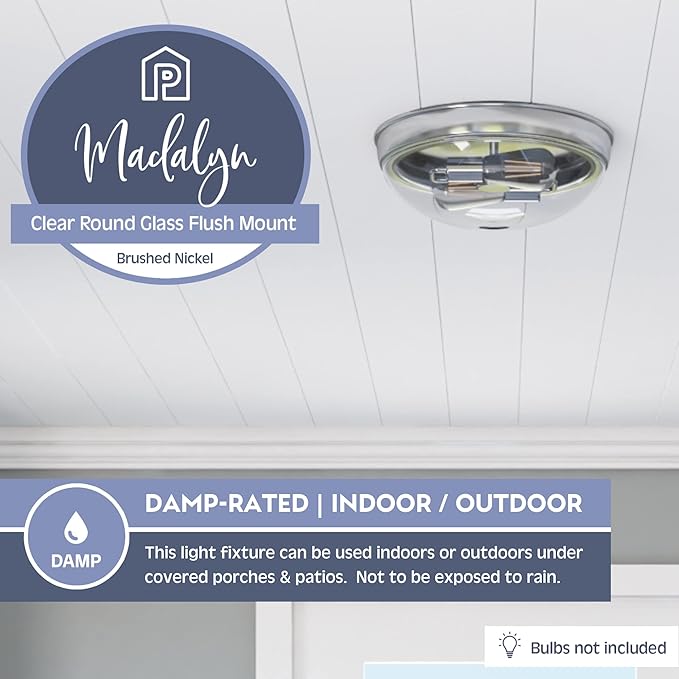 Prominence Home Madalyn 13" Brushed Nickel Flush Mount Seeded Round Glass Ceiling Light - 51542-01