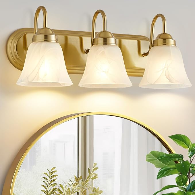 EJIAXIN Bathroom Light Fixtures Over Mirror - 3 Light Bathroom Vintage Lighting Fixtures Wall Lamp Easy Install Vanity Lights Not Included Bulb Apply for Mirror Living Room Cabinet Bedroom