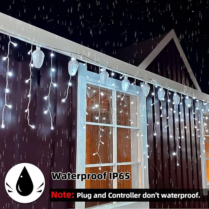 Lainin 3.5M/11ft 96 LED White Linkable Fairy Curtain String Light with 8 Modes Functional Controller for Indoor/Outdoor/Patio/Wedding/Valentines Day/Christmas Party Decor