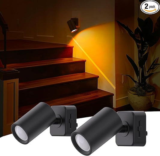 L LOHAS LED Night Lights Plug into Wall, [2-Pack] Rotatable Night Lights with Dusk to Dawn Sensor, 0-100 LM Brightness Adjustable,2000K Amber Nightlight for Adults Bathroom Hallway Stairs