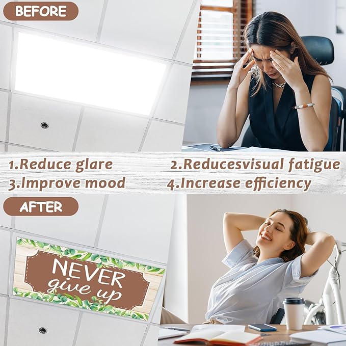 8 Pcs Fluorescent Light Covers with 80 Magnets Decorative for Classroom Ceiling Light 4 x 2 Feet Magnetic Light Covers Filter Easy Install for Office Hospitals & Home Drop Ceiling Supplies (Farmhouse)