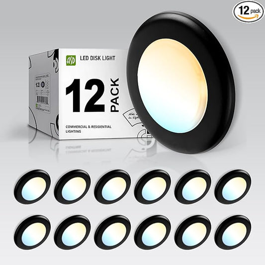 ASD 12 Pack LED Disk Lights 4 Inch, 10W 5CCT 2700K-5000K 685LM CRI90+, Dimmable Flush Mount Ceiling Light Fixture, Low Profile Surface Mount Disc, Junction Box or Recessed Can Install, UL Energy Star