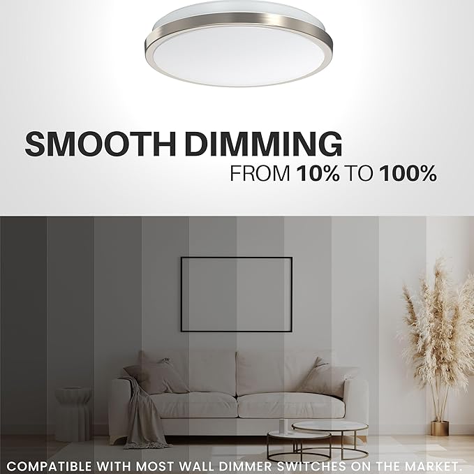 DYMOND LED Ceiling Light Flush Mount 10 Inches Ceiling Light Fixture Dimmable for Bathroom, Kitchen, Laundry Room (4000K Natural Daylight, 10 inches)