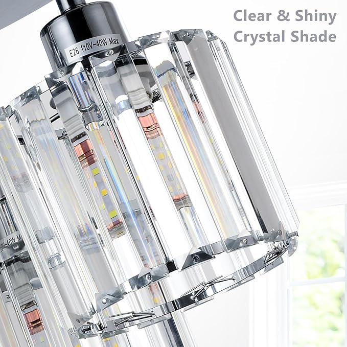 Semi Flush Mount Ceiling Light,3-Light Modern Close to Ceiling Light Fixtures,Kitchen Light with Clear Crystal Shades, Hallway Light Fixtures for Kitchen Entryway Bedroom Bathroom Foyer