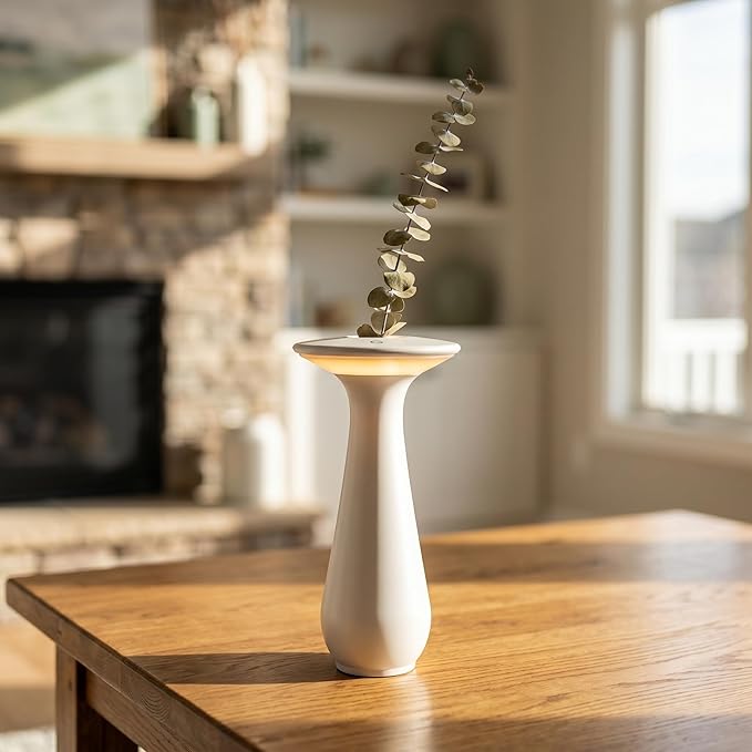 Flower Vase Lamp, Cordless Touch Control Bedside Lamp, Modern Floral Table Lamp for Bedroom Living Room,Gift for Mom, Wife, Grandma,Decorative Nightstand Lamp for Bedroom Decor