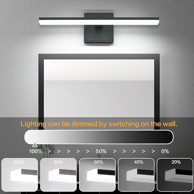 ZUZITO Modern Vanity Lights for Bathroom 18in Black Bathroom Light Fixtures Over Mirror 14W Bath LED Light 5CCT Dimmable
