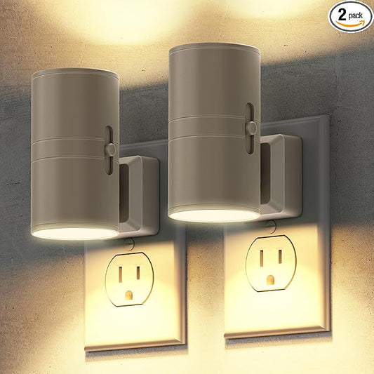 Briignite Night Lights Plug into Wall, Modern LED Night Light Plug in, Dusk to Dawn Sensor, Soft White 3000K, 0-100LM Adjustable Brightness, Dimmable NightLights for Hallway, Bedroom, Stairway, 2 Pack