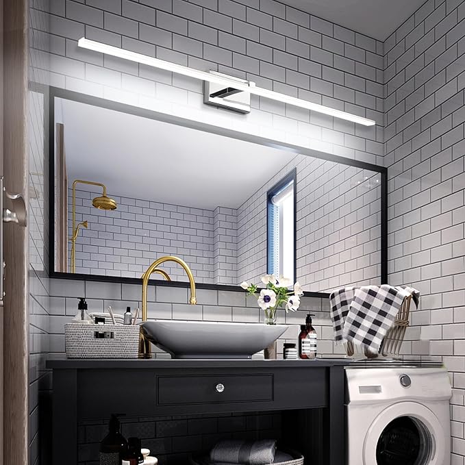 ZUZITO Modern Bathroom Vanity Light 48 inch 32W Dimmable 5CCT LED Bathroom Light Fixture Over Mirror Chrome Vanity Lights Bar for Bath