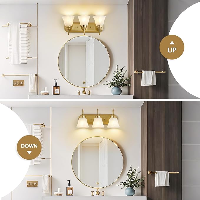 EJIAXIN Bathroom Light Fixtures Over Mirror - 3 Light Bathroom Vintage Lighting Fixtures Wall Lamp Easy Install Vanity Lights Not Included Bulb Apply for Mirror Living Room Cabinet Bedroom