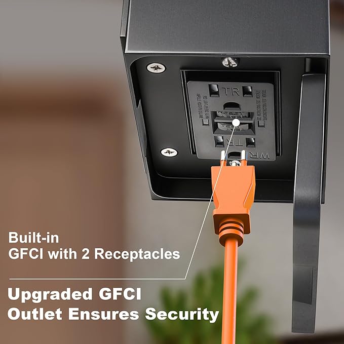 WIHTU Outdoor Wall Light Fixtures with GFCI Outlet, 2-Pack Waterproof Porch Lights, Alunmium Exterior Lighting Fixture Modern Outside Light Wall Mount for House Patio Front Door Garage Entryway Garden