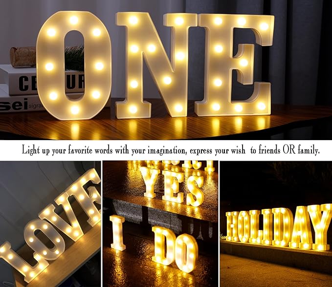 DyingSwan Small Led Marquee Letters, Light Up Letters, 8.58 Inch Led Letter Lights, Battery Powered Lighted Sign for Table, Party, Birthday, Christmas Decor (Letter O)