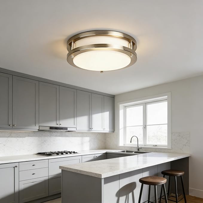 Drosbey 50W Dimmable LED Ceiling Light Fixture, Kitchen Light Fixtures, Flush Mount Ceiling Lights for Bedroom, Bathroom, 3000K/4000K/5000K Selectable, Super Bright 5000LM, UL Listed