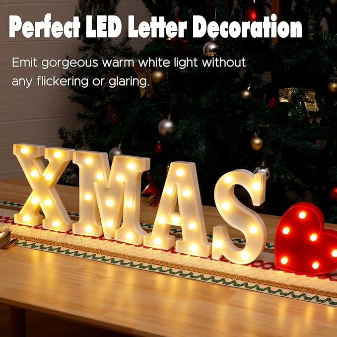 Small Led Marquee Letters, Light Up Letters, 8.58 Inch Led Letter Lights, Battery Powered Lighted Sign for Table, Party, Birthday, Christmas Decor (Letter M)