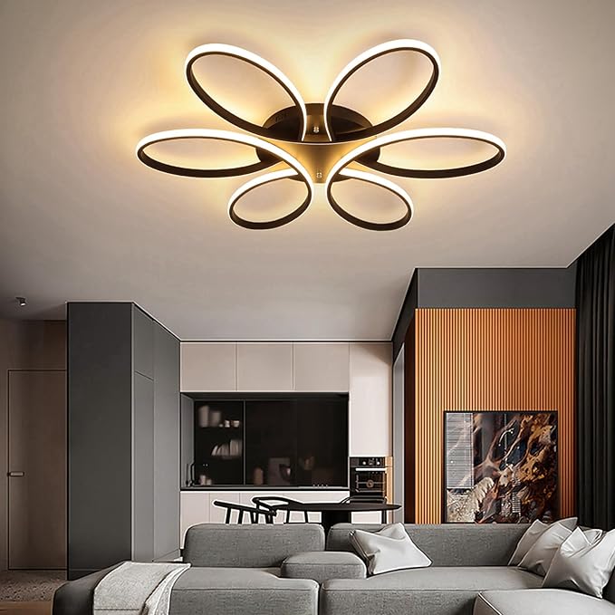 Modern LED Ceiling Light, 35 inch 110W, Dimmable Chandelier with Remote/APP Control for Living Room, Dining Room, Bedroom, Kitchen & Home Lighting
