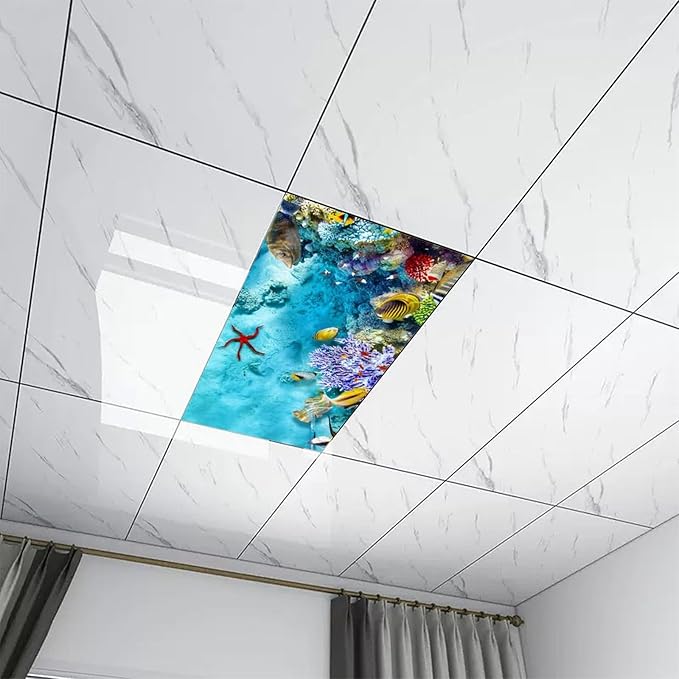2 Pack Fluorescent Light Cover for Ceiling, Sea Ocean Magnetic Classroom Lights Covers, Supplies for School, Home Office