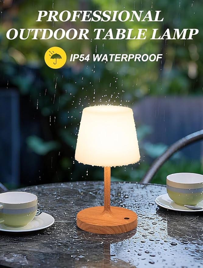 Kakanuo Cordless Shower Lamp Waterproof, Cordless Lamp with 4000mAh Battery, Rechargeable Table Lamp, Touch Dimmable Desk Light for Outdoor, Kitchen, Bathroom, Camping, Patio, IP54