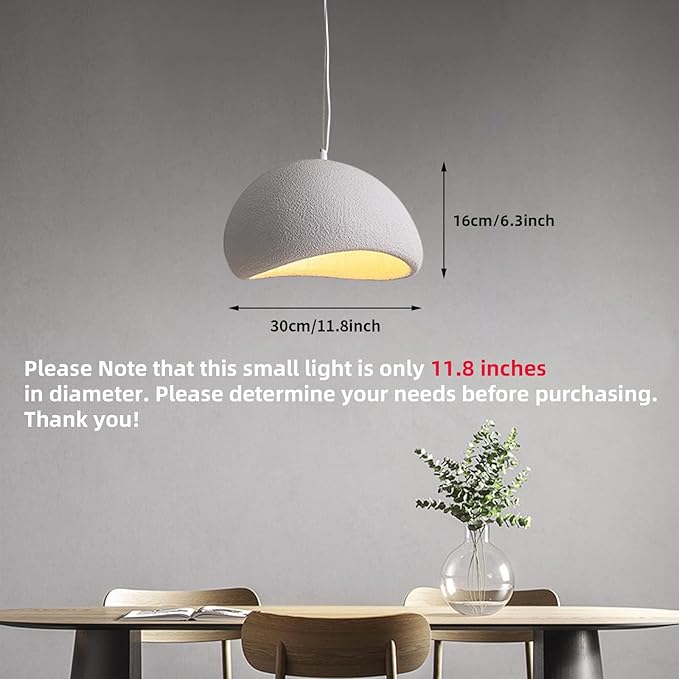 JAYMP 30cm Mini Size Wabi Sabi Pendant Light for Dining Room Kitchen Entryway Modern Hanging Lamp E26 Base Japanese Style Bird Nest Shape Lighting Fixture (Matte White,B Shape, 11.8“ Small Size)