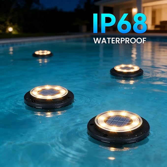 Flacchi Solar Lights Outdoor Waterproof - 2-in-1 Solar Powered Ground Lights Outdoor Solar Disk Light Landscape Light for Deck Step Patio Yard Pathway Walkway Driveway Garden (Warm White, 8 Pack)