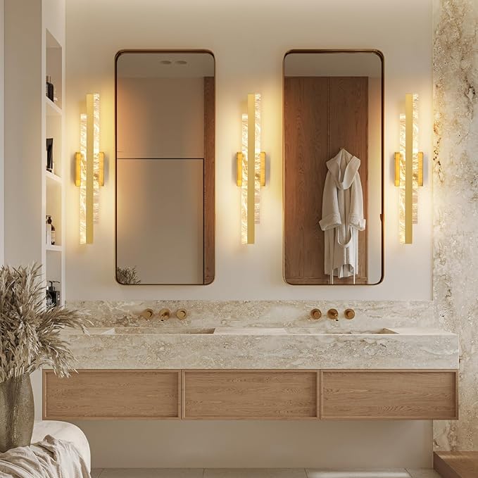 Modern Bathroom Vanity Light: Brushed Gold 24 inch 28W Dimmable LED Bath Bar Light Fixtures Over Mirror - Wall Sconce Picture Lights for Paintings Cabinets Bedroom 3000k