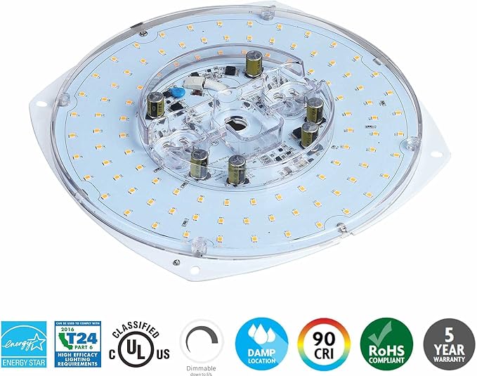 8.5" LED Light Engine Retrofit Kit - 10.2" Overall Size, 40W, 3000K, 3200LM, 120V, CRI90, Dimmable, UL/ES/JA8 Certified - Ideal for Ceiling Flush Lights, Ceiling Fans, Pendants & Garden Light