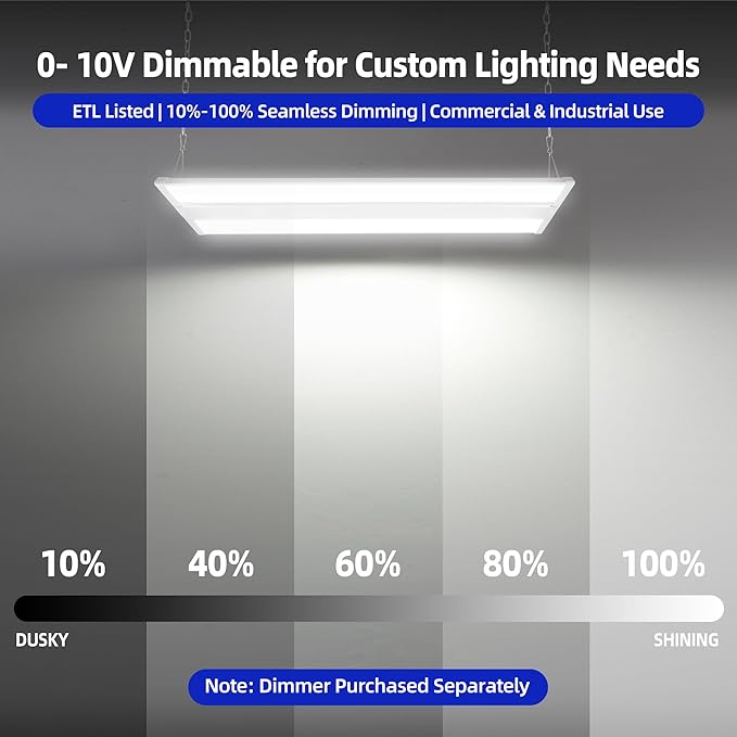 hykolity LED Linear High Bay Shop Lights 2FT with PIR Sensor Base, 165W/132W/99W Power Tunable, 22275LM/17820LM/13365LM 5000K Lighting Fixtures for Garage Warehouse, 2 Pack