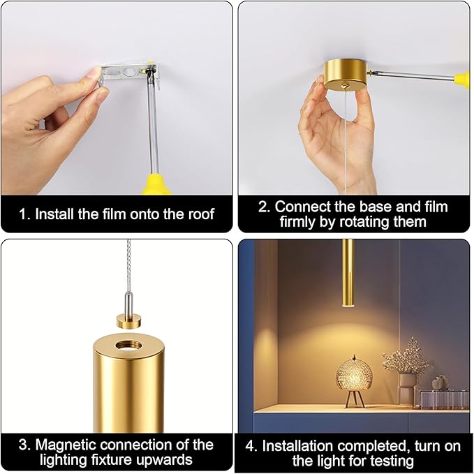 Lightess Battery Operated Pendant Light with Motion Sensor, 3 Color Dimmable Rechargeable Hanging Light with Remote, Modern Gold Pendant Light Fixtures for Dining Room Hallway Bedroom