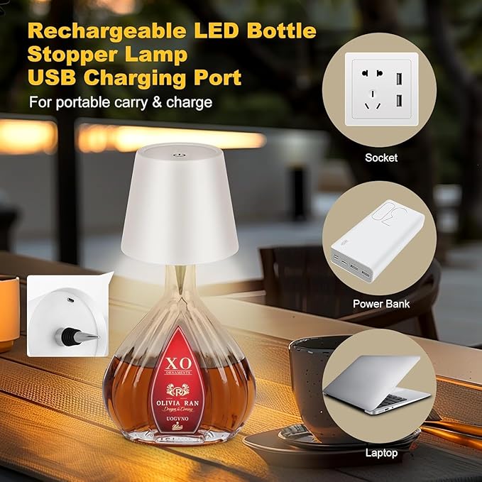 2026 New Wireless Bottle Lamp,LED Bottle Lights for Liquor & Wine Bottles,Bottle Light with Dimmable(White,2pcs)