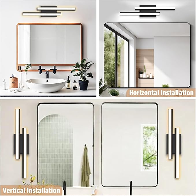 ETL Listed 24 inch Retractable Bathroom Vanity Light- 5CCT Optional Bathroom Light 2700K/3000K/3500K/4000K/5000K/ Bar Vanity Light for Bathroom Mirror Bedroom-25W 1 Pack