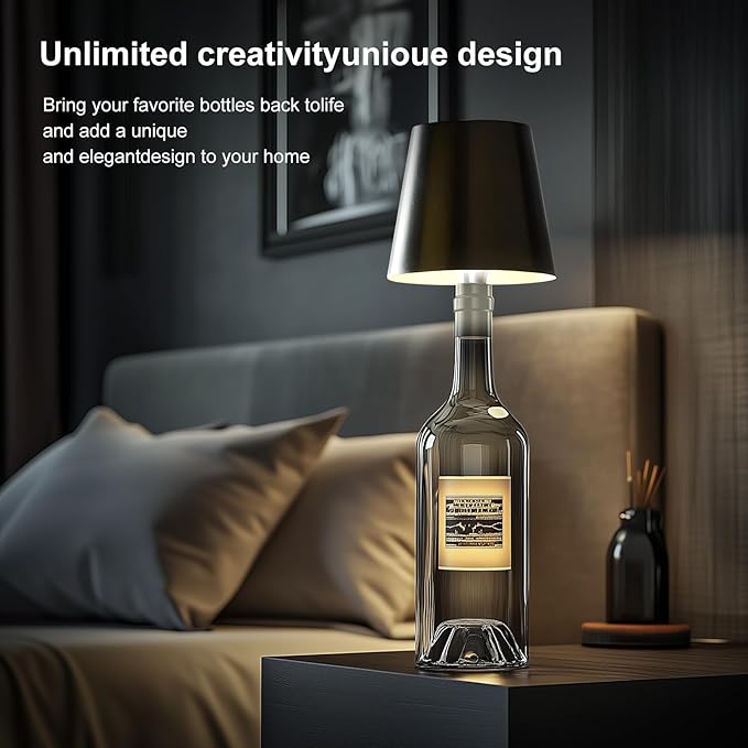 Wireless Bottle Lamp, 2024 New 3 Color Rechargeable Wine Bottle Lights for Bars Restaurants (Bronze, 1PC) v