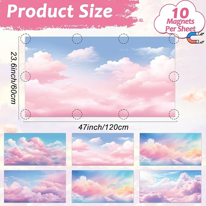 6 Pcs Fluorescent Light Covers with 60 Magnets Decorative for Classroom Ceiling Light 4 x 2 Feet Magnetic Lights Covers Filter Easy Install for Office Hospitals & Home Drop Ceiling Supplies (Cumulus)