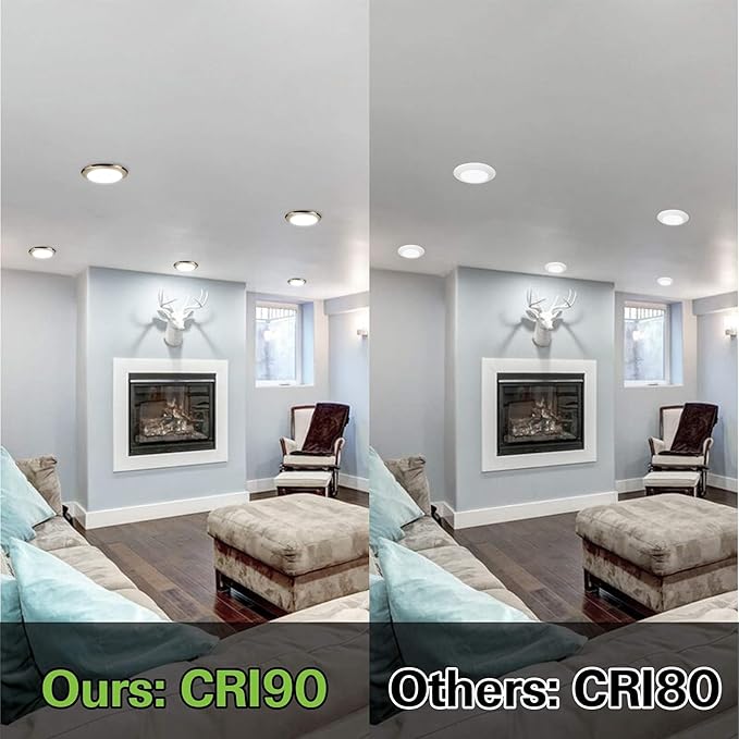 5/6 Inch Selectable CCT LED Disk Light Flush Mount, 3000K/4000K/5000K, Dimmable Recessed Retrofit Ceiling Light, CRI90, 1050lm, 15W, Installs Into Junction Box or Recessed Can, Brushed Nickel,12 Pack