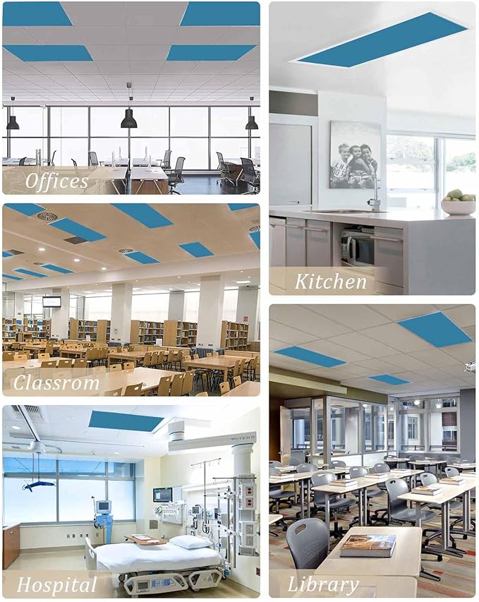 Magnetic Light Cover for Classroom Drop Ceiling,1 Pack 4x2 Ft Fluorescent Light Covers for Office Home Ceiling Light Blue Solid Color Lampshade