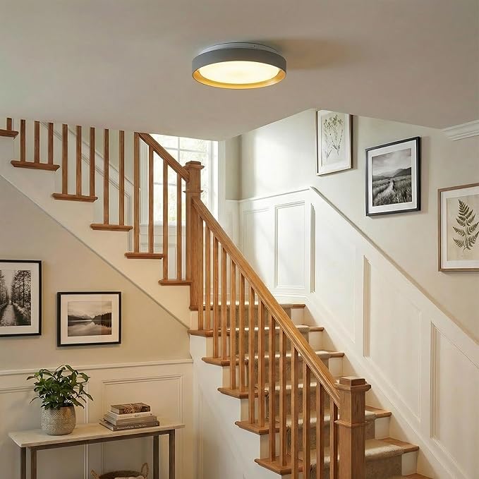 15.94" LED Flush Mount Ceiling Light Blue and Gold, Low Profile Light Fixture, Dimmable 5CCT 2700K-5000K Modern LED Ceiling Light Fixture for Kitchen, Bedroom, Living Room, Hallway, Hardwired
