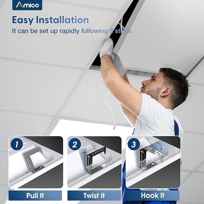 Amico 4 Pack 2x4 LED Flat Panel Light 30/35/45W 5500lm Adjustable, 0-10V Dimmable LED Drop Ceiling Light Fixtures, 3500K/4000K/5000K Selectable for Office - ETL FCC Listed