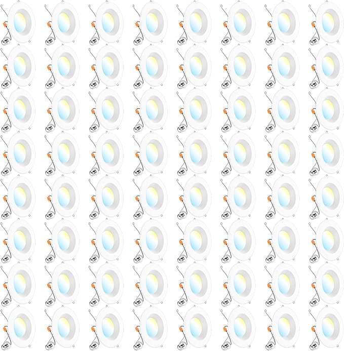 Sunco 64 Pack 6 Inch LED Recessed Light, Retrofit Downlight Can Lights for Ceiling, Baffle Trim, 1050 LM, 13W (75W Equivalent), Selectable CCT 2700K/3000K/3500K/4000K/5000K, Dimmable, Damp Rated UL