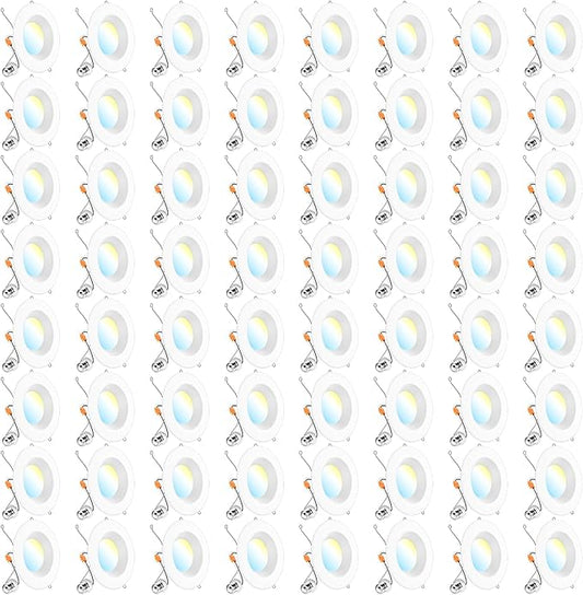 Sunco 64 Pack 6 Inch LED Recessed Light, Retrofit Downlight Can Lights for Ceiling, Baffle Trim, 1050 LM, 13W (75W Equivalent), Selectable CCT 2700K/3000K/3500K/4000K/5000K, Dimmable, Damp Rated UL