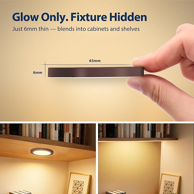V4light Smart LED Puck Lights, Under Cabinet Lighting with Remote Control, Color Temperature Adjustable, Works with Alexa & Google Home, Plug-in Lights for Kitchen, Counter, Closet, Shelf (6 Pack)