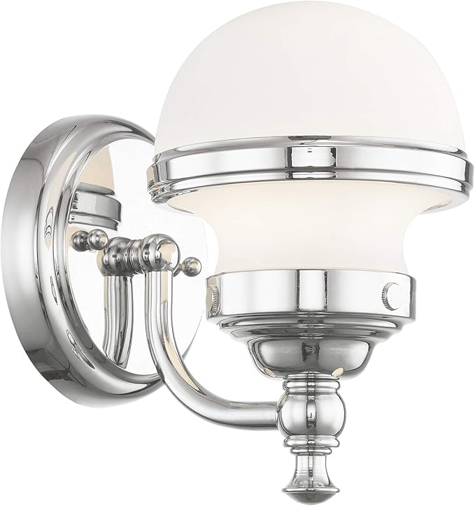 Livex 5711-05 Transitional One Light Bath Vanity from Oldwick Collection Finish, Polished Chrome