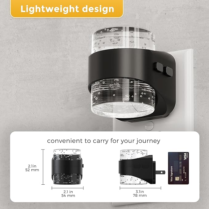 L LOHAS LED Night Light, 5000K Bubble Night Lights Plug into Wall, Acrylic Night Lights with Light Sensor, Adjustable Brightness,Soft White Plug in Nightlights for Rooms Bathroom Hallway