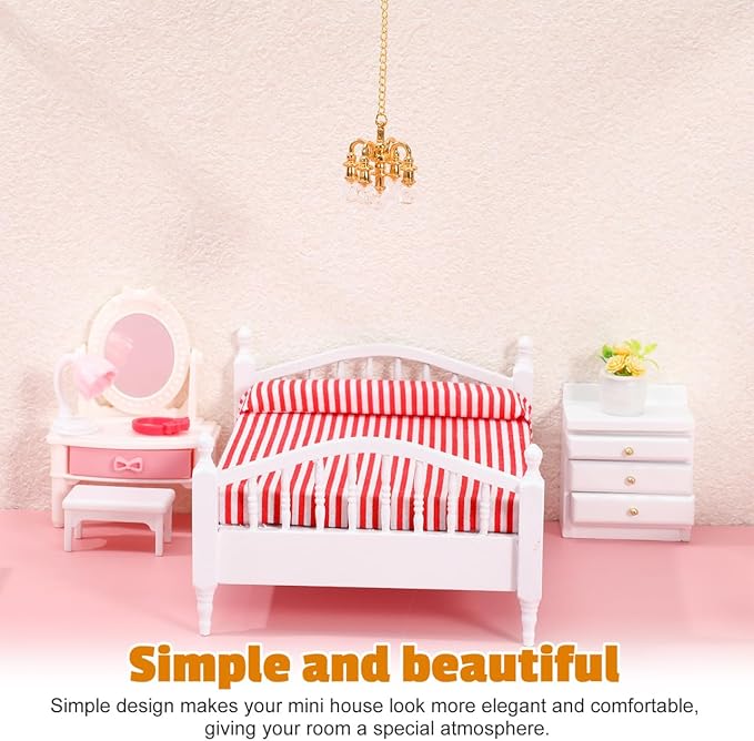TOYANDONA 2Pcs Dollhouse Chandelier 1:12 Scale - 5 Head Hanging Chandelier Pendant Doll House Ceiling Lights Lamp Miniature Dollhouse Lights for Doll House Accessories Decorations