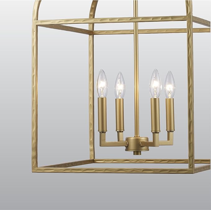 Asher Hamilton AHP-209AG Montclair 15.94 Inch Pendant Light | Adjustable 20.67 to 59.37 Inch Height | E12 Candelabra Base | Rod Hung Ceiling Fixture | Dry Rated for Indoor Use | Antique Gold Finish