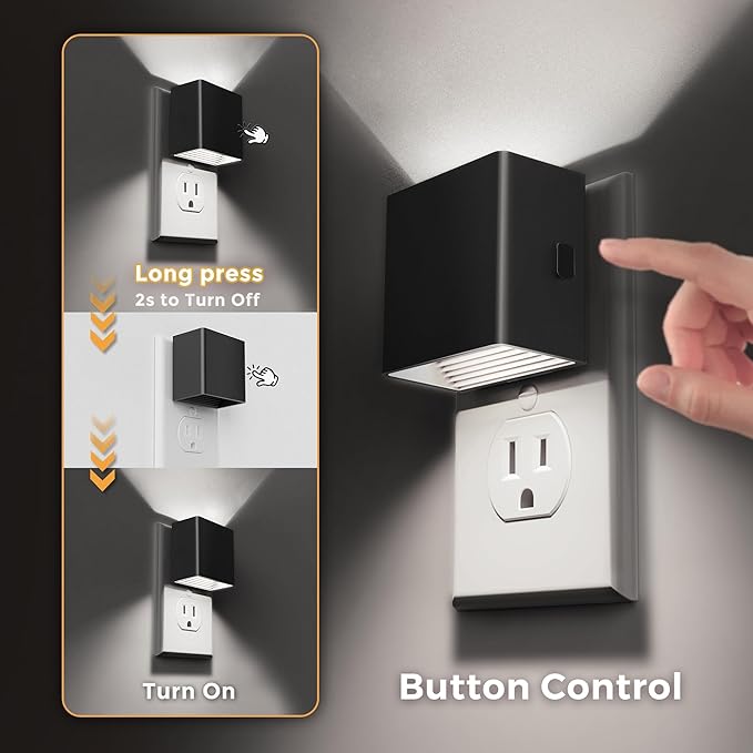 L LOHAS LED Night Light,Night Lights Plug into Wall,[2-Pack] Bright Night Light with Light Sensor,5000K Daylight White,Brightness Adjustable, Modern Nightlight for Bathroom Hallway Kitchen