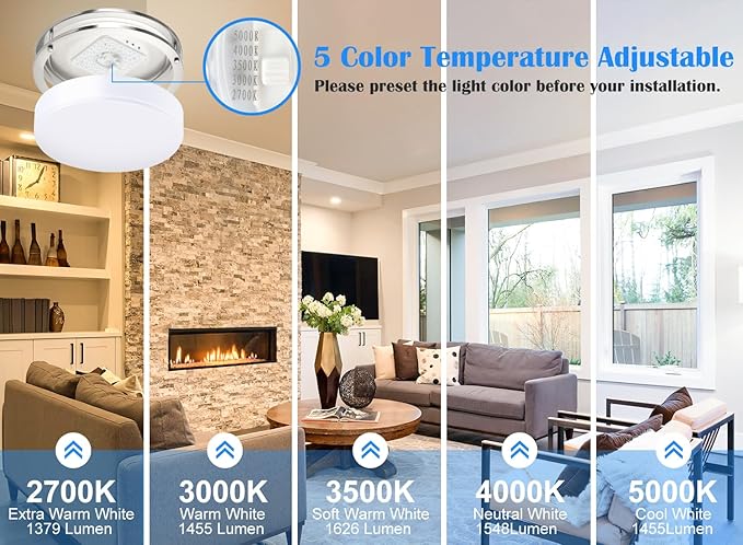 Flush Mount LED Ceiling Light Fixture, 23W, 13 Inch Flush Mount LED Ceiling Light with 5CCT(2700K/3000K/3500K/4000K/5000K Adjustable), Brushed Nickel Saturn Dimmable Lighting for Bathroom Bedroom