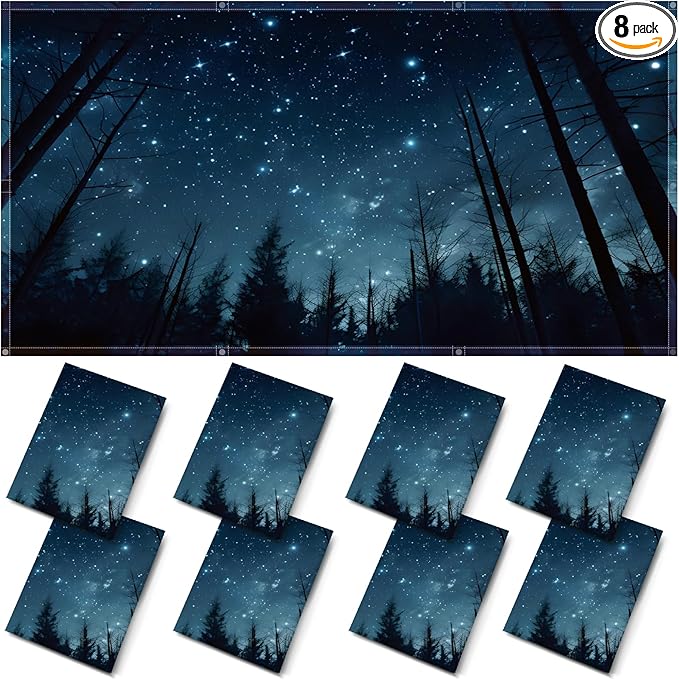ANGSYLTH 8 Pcs Fluorescent Light Covers - 4 x 2 Feet Covers for Ceiling Lights, Magnetic Light Filters for Classroom, Office, Hospitals, Home (Forests & Starry Sky-2)